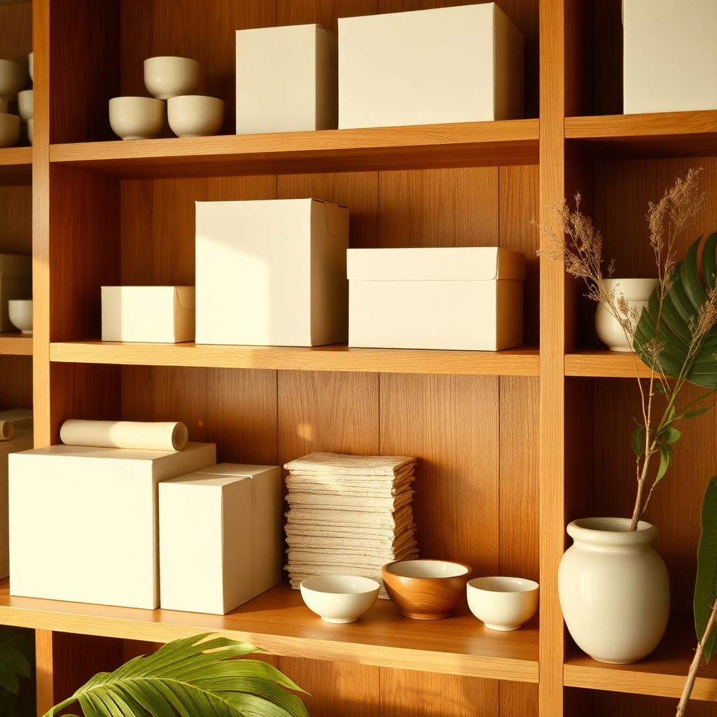 Repisa de madera con papeles y accesorios seleccionados