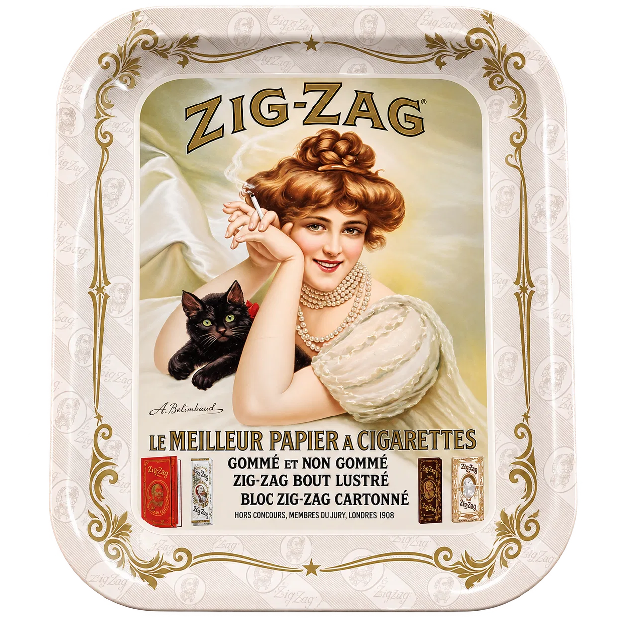 Zig-Zag Vintage White Rolling Tray XL